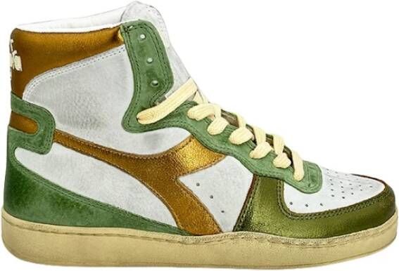 DIADORA Hoge Sneakers Dames Met Mid Basket Sneaker Maat: 36 Materiaal: Leer Kleur: Groen