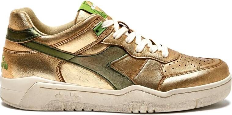 Diadora Metallic Leren Sneakers Beige Dames