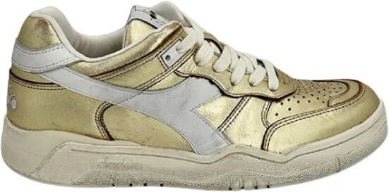 Diadora Metallic Sneaker Gouden Distressed Effect Yellow Heren