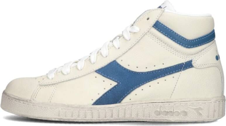 Diadora Offwhite Hoge Sneakers Blauwe Accenten White Dames