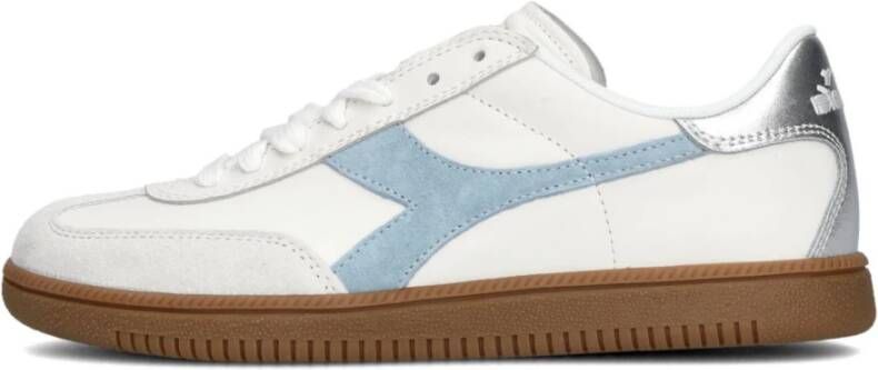 Diadora Retro Met Combi Sneaker Sneakers Leer Dames Blauw wit gestreept