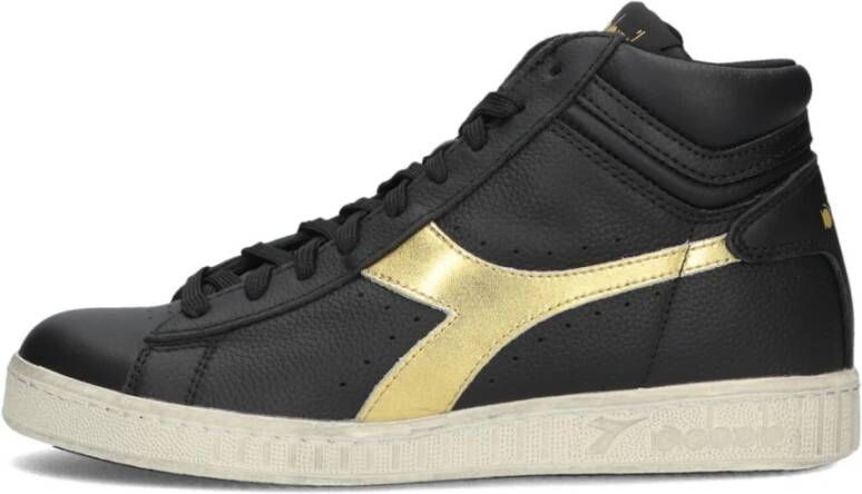 Diadora Retro High-Top Sneakers met Gouden Accenten Black Dames