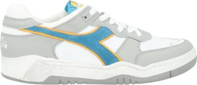 Diadora Retro Leren Sneaker Grijs Blauw Multicolor Heren