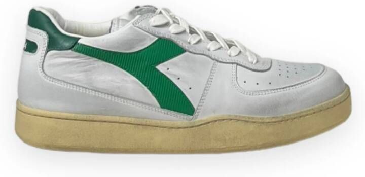 Diadora Sneakers Heren Lage sneakers Herenschoenen Leer Mi bask low used Wit groen