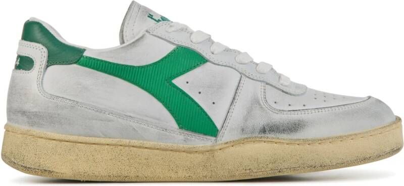 Diadora Sneakers Heren Lage sneakers Herenschoenen Leer Mi bask low used Wit groen