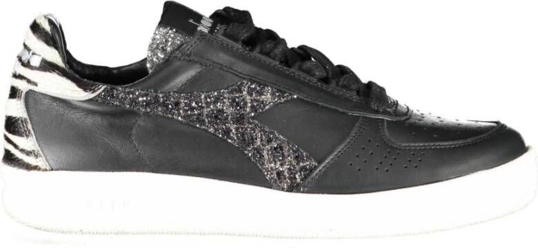 Diadora Zwarte leren sneakers met contrasterende accenten Black Dames