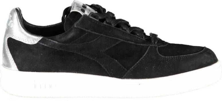 Diadora Elegante Zwarte Leren Sneakers met Details Black Dames