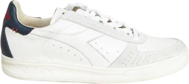 Diadora Witte Leren Hardloopschoenen met Grijs en Rood Detail White Heren