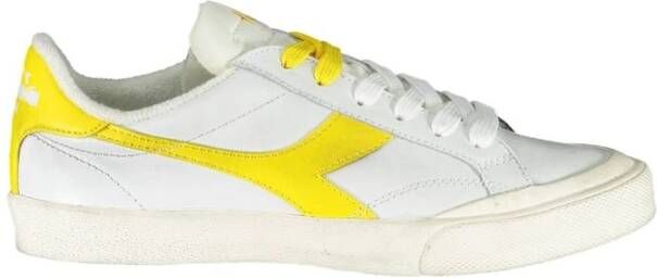 Diadora Witte Stoffen Sneaker met Contrastdetails White Dames