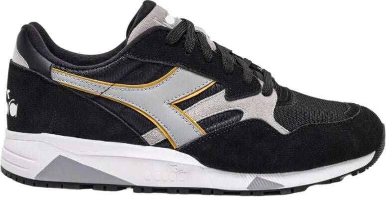 Diadora Zwarte Leren Lace-Up Sportieve Sneakers Black Dames