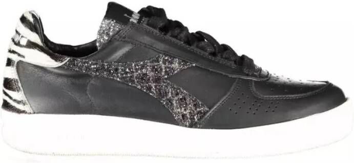 Diadora Zwarte leren sneakers met contrasterende accenten Black Dames