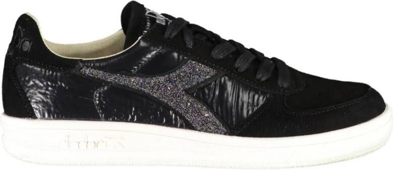 Diadora Zwarte Stoffen Sneaker met Swarovski Kristal Inzetstukken Black Dames