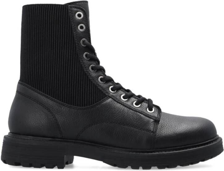 Diesel Stijlvolle Veterschoenen Werklaarzen Black Dames