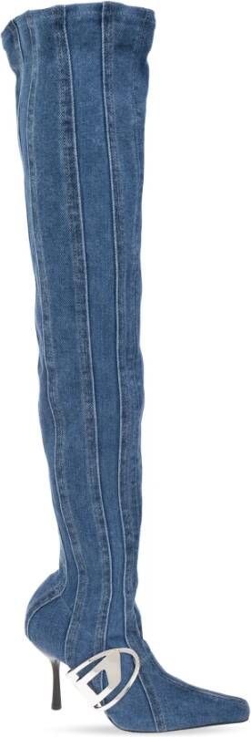 Diesel D-Eclipse TBT C Thigh-high boot in stretch denim Blue Dames