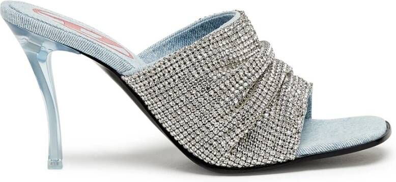 Diesel D-Sydney Sdl S Sandals Mule sandals with rhinestone band Gray Dames