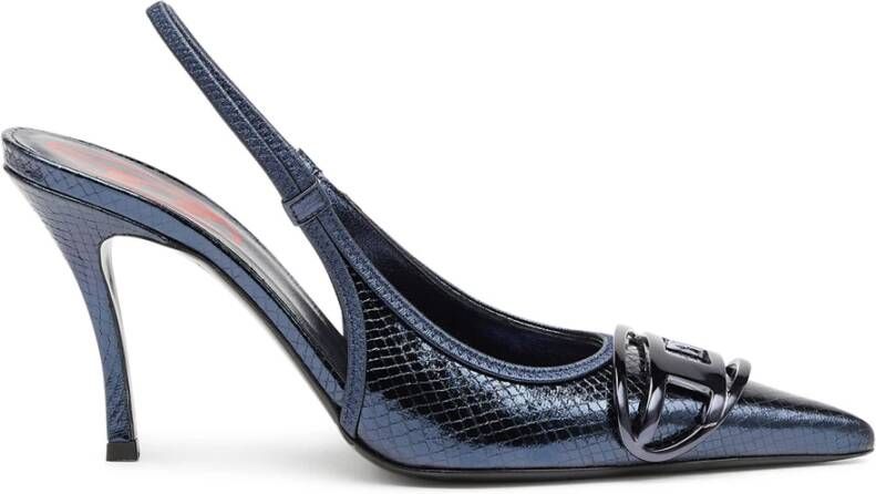 Diesel D-Venus Sb Patent snake-effect slingback pumps Blue Dames