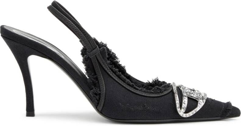 Diesel D-Venus Sb Slingback pumps in distressed canvas Black Dames