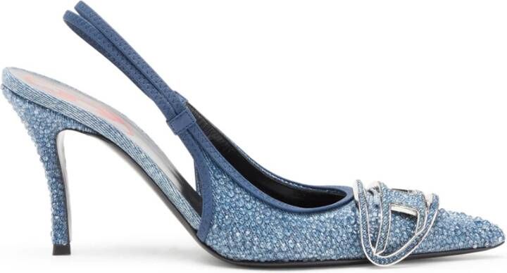 Diesel Denim slingback décolleté met distressed effect Blue Dames