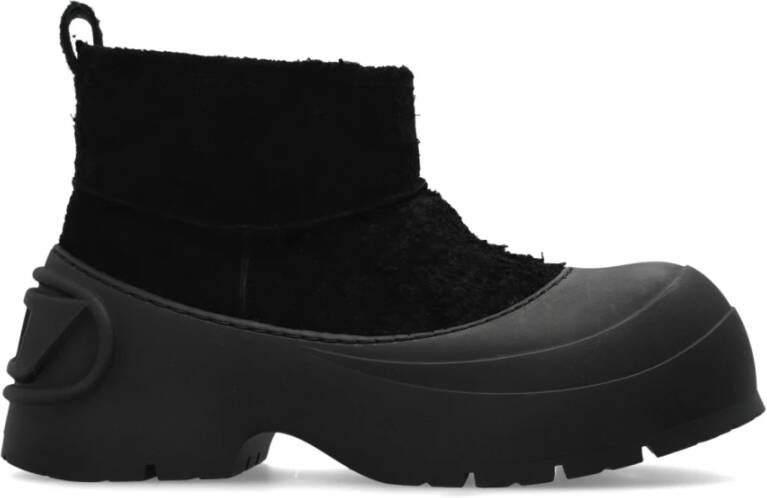 Diesel Suede Montone Laarzen met Chunky Zool Black Heren