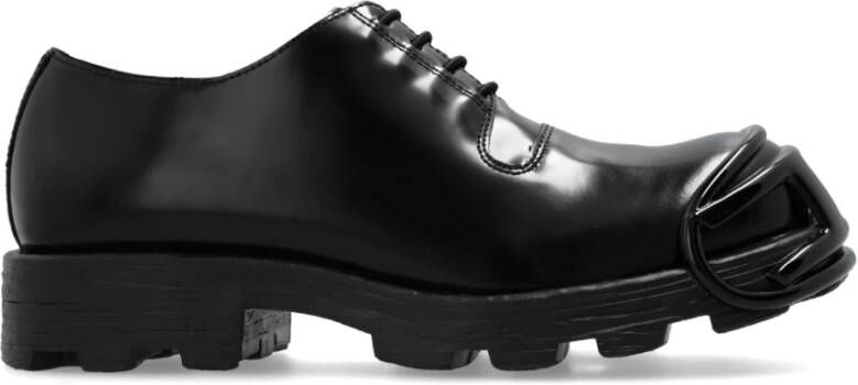 Diesel Leren Veterschoenen met Logo Hardware Black Heren