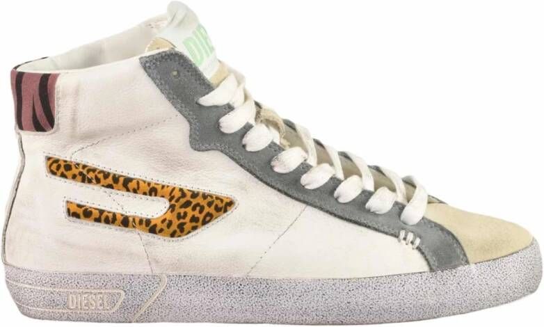 Diesel Leren Sneakers met Rubberen Zool White Dames