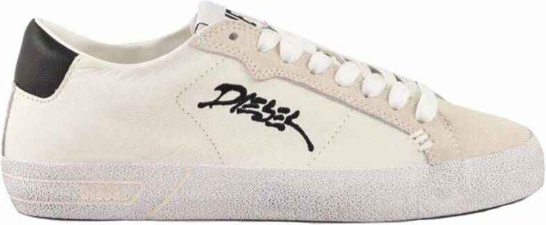 Diesel Leren Sneakers met Rubberen Zool White Dames