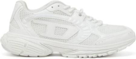 Diesel Mesh Textuur Sneakers Veters Rubberen Zool White Heren