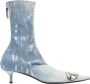 Diesel Metallic Detail Stretch-Denim Laarzen Blue Dames - Thumbnail 1