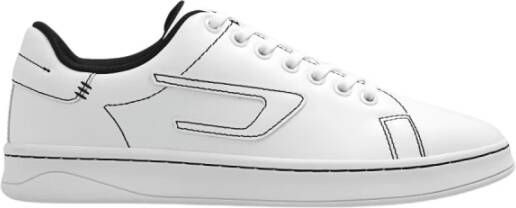 Diesel Witte Leren Sneakers met Gekleurd Patroon White Heren