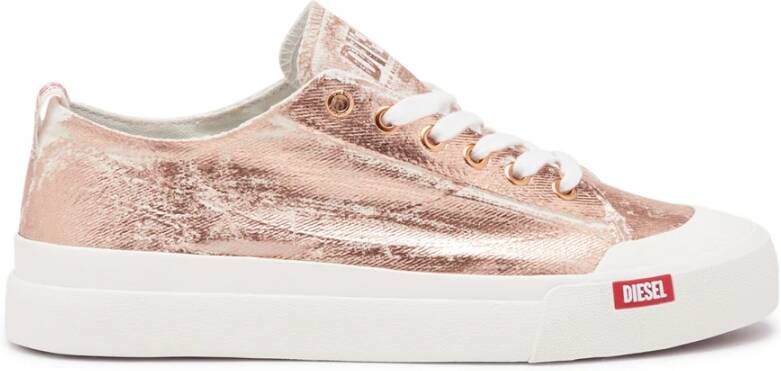 Diesel S-Athos Low W Distressed sneakers in metallic canvas Pink Dames