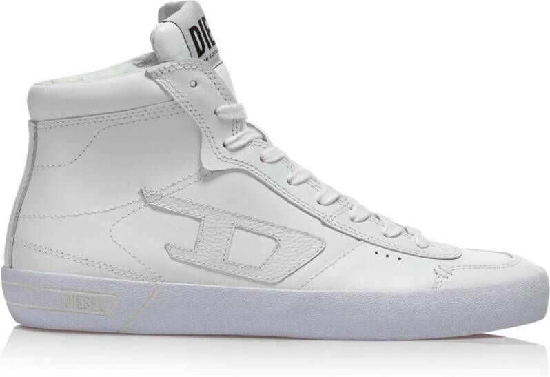 Diesel Witte Leren Mid-Top Sneakers White Heren