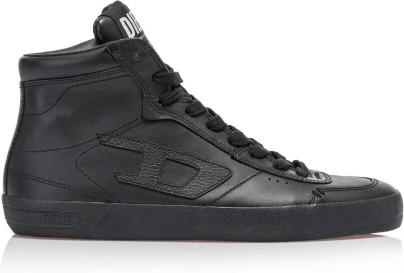 Diesel Zwarte leren Mid Top Sneakers Black Heren