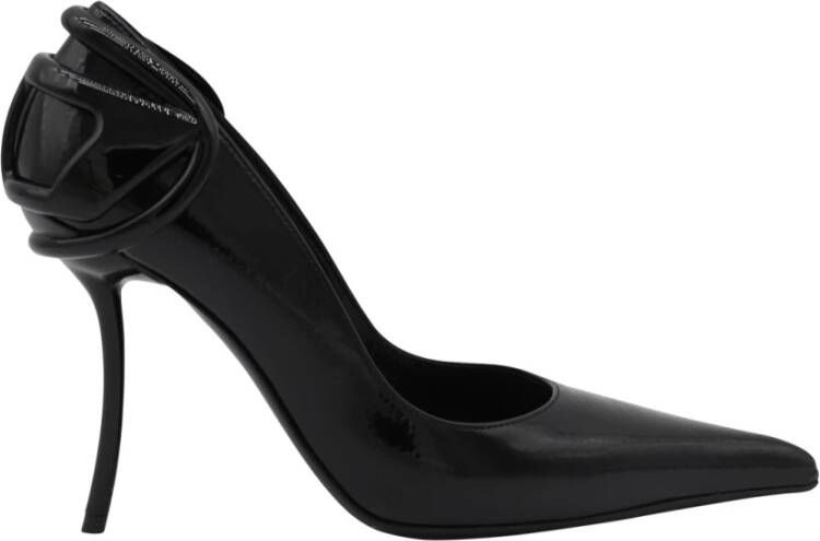 Diesel Zwarte Leren Pumps met Puntige Neus en Stiletto Hak Black Dames