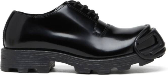 Diesel Zwarte Veterschoenen met Logo van Leer Black Heren