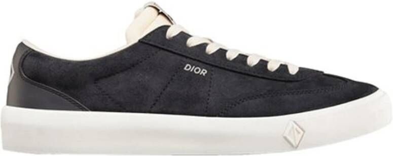 Dior Diepblauwe Suède Sneakers Blue Heren