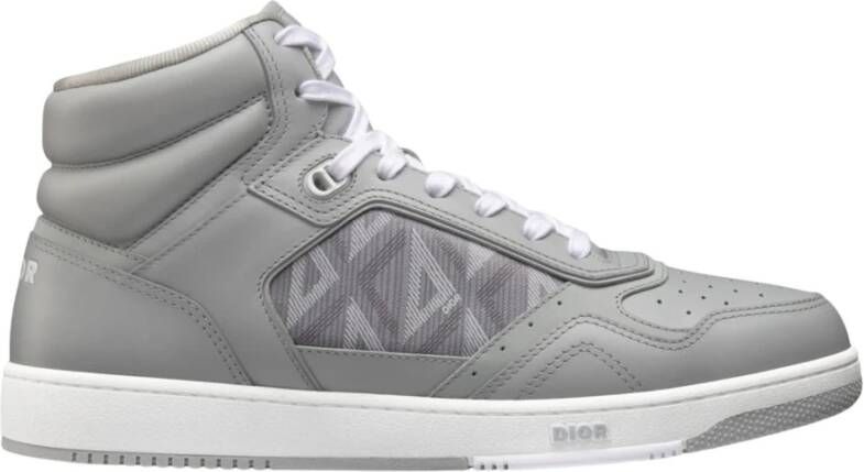 Dior Hoge Diamant Sneakers Vrouwen Leer Rubber Gray Dames