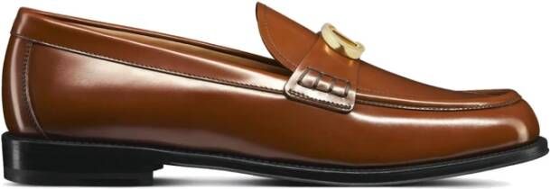 Dior Leren Loafers met Goudkleurige Hardware Brown Heren