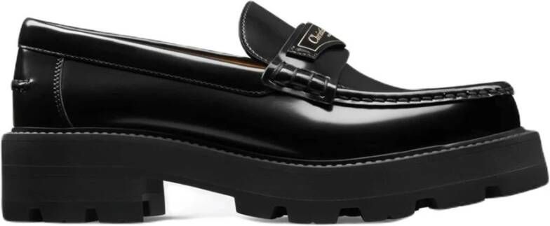 Dior Leren Loafers met Top Logo Detail Black Dames