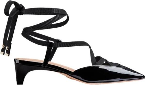 Dior Zwarte Leren Vierkante Neus Pumps Black Dames