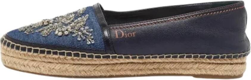 Dior Vintage Pre-owned Canvas flats Blue Dames