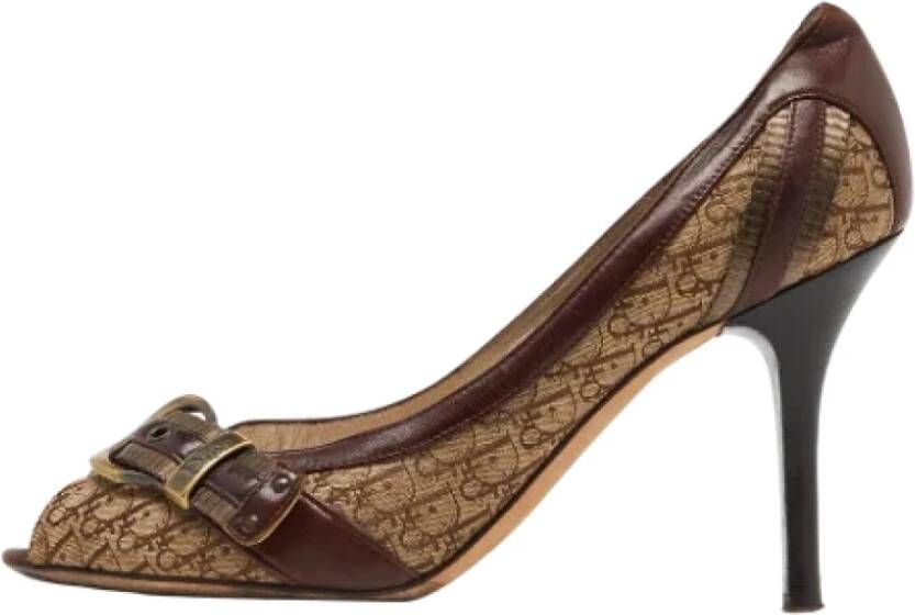 Dior Vintage Pre-owned Canvas heels Brown Dames