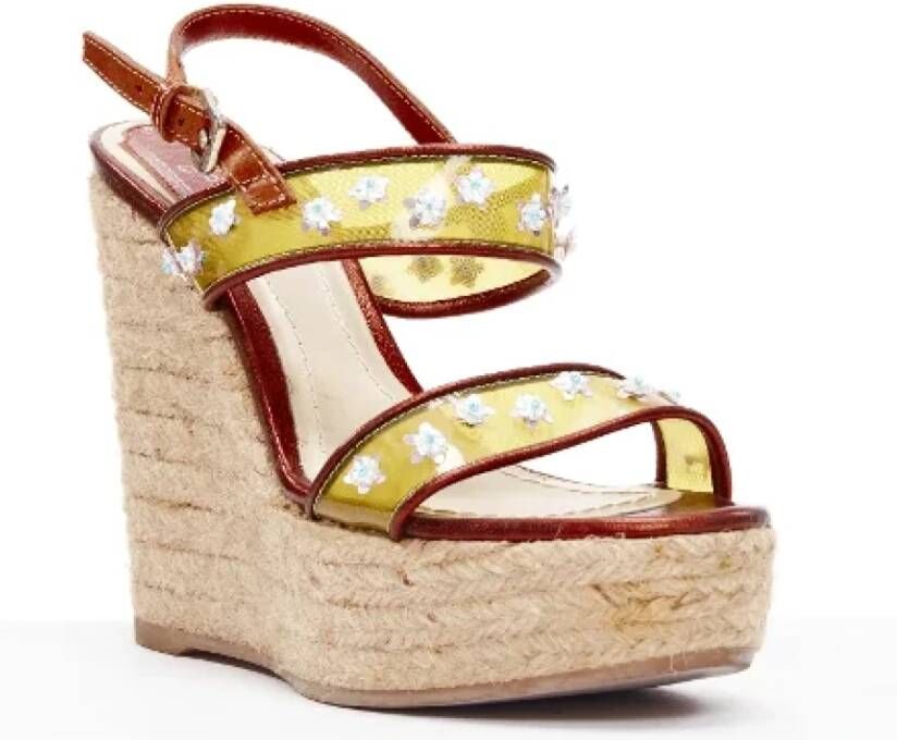 Dior Vintage Pre-owned Fabric heels Yellow Dames