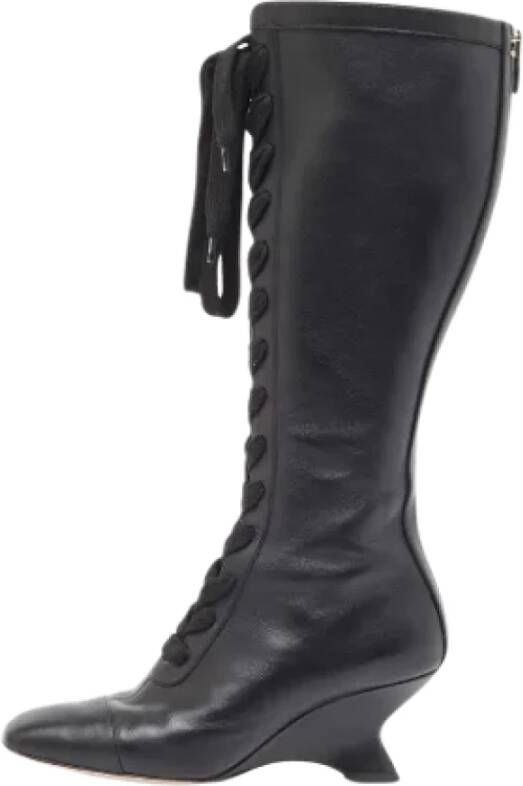 Dior Vintage Pre-owned Leather boots Black Dames