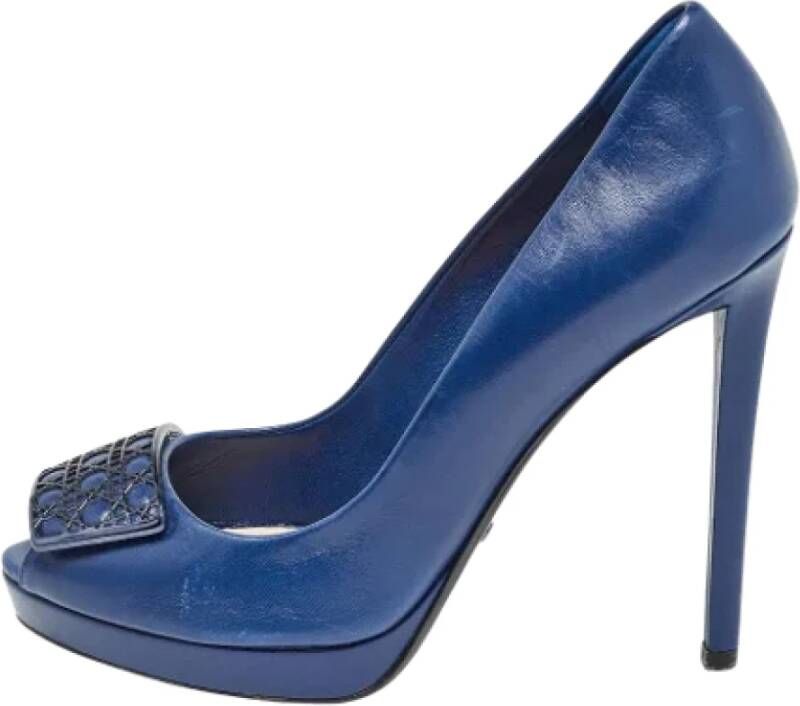 Dior Vintage Pre-owned Leather heels Blue Dames