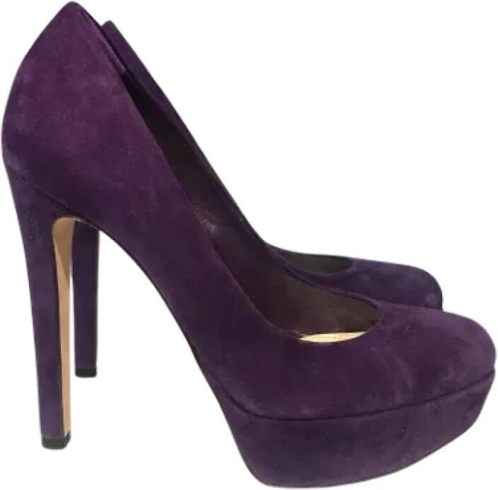 Dior Vintage Pre-owned Suede heels Purple Dames