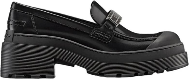 Dior Zwarte Leren Loafer Schoenen Ss22 Black Dames