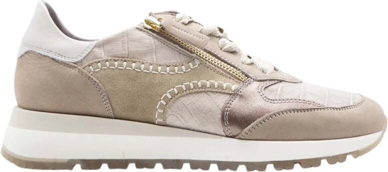 DL Sport Beige Suède Sneakers met Ritssluiting Beige Dames