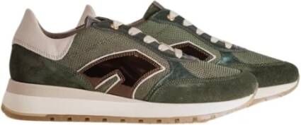 DL Sport Velour Loden Sneaker met Chunky Sole Green Dames