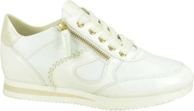 DL Sport Witte Gestikte Hoge Sneakers White Dames