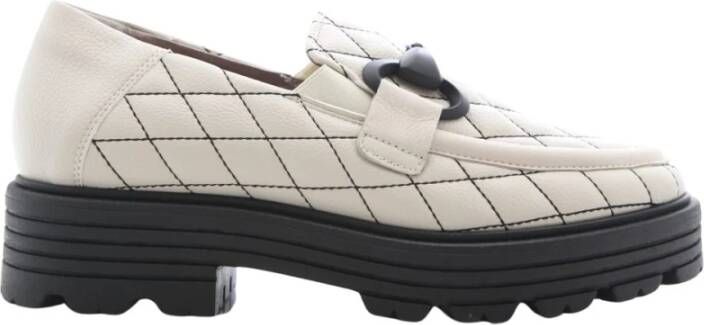 DL Sport Witte Grain Leren Loafers 5494 White Dames